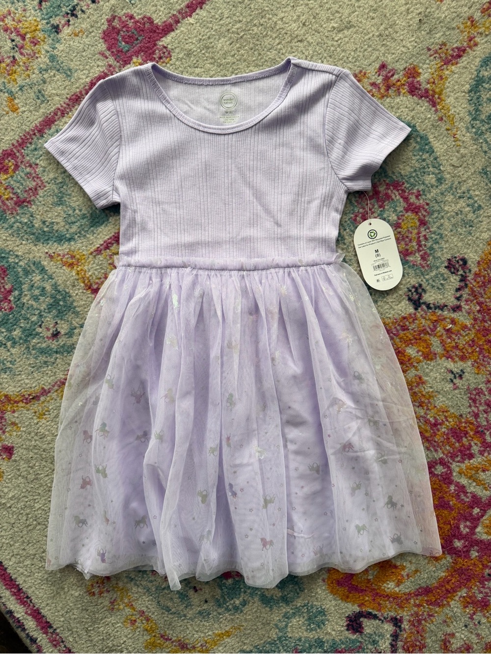 wonder nation Lavender Short-Sleeve Tulle Skater Dress